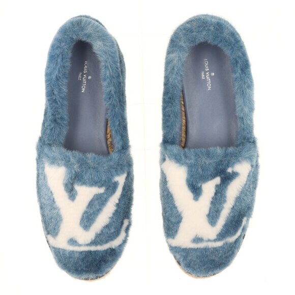 Louis Vuitton Shoes - LOUIS VUITTON WOMEN'S Seashore Espadrilles Blue LV Logo Size 38